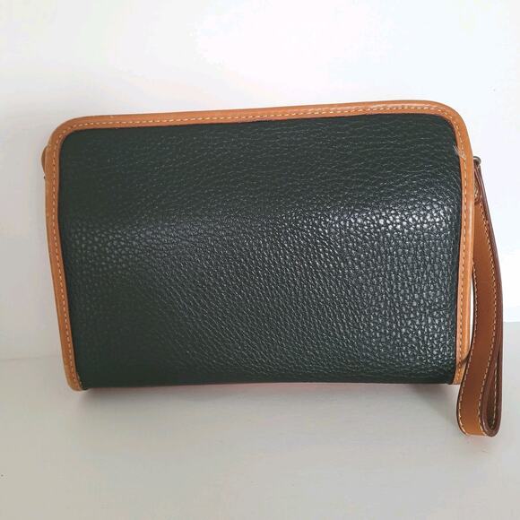 Rudolph Valentino Bag Clutch Wristlet Vintage Zip Italian Black Brown Leather - Picture 2 of 11